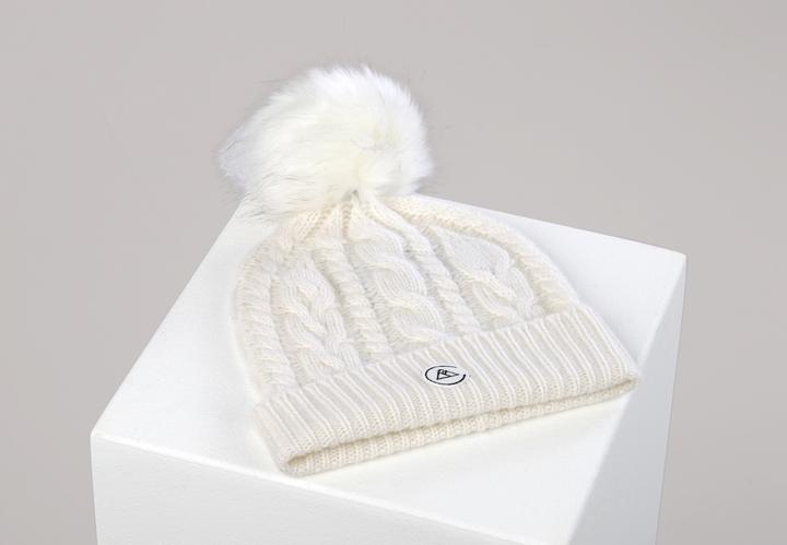 Produktbild Cash-Mere Kaschmir Mütze mit Zopfmuster und Bommel (One Size)