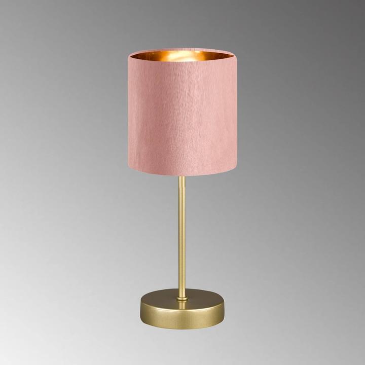 Actual product image Fischer & Honsel Honsel Aura table lamp E14 fabric shade rosé velvet, gold-coloured gold 50493