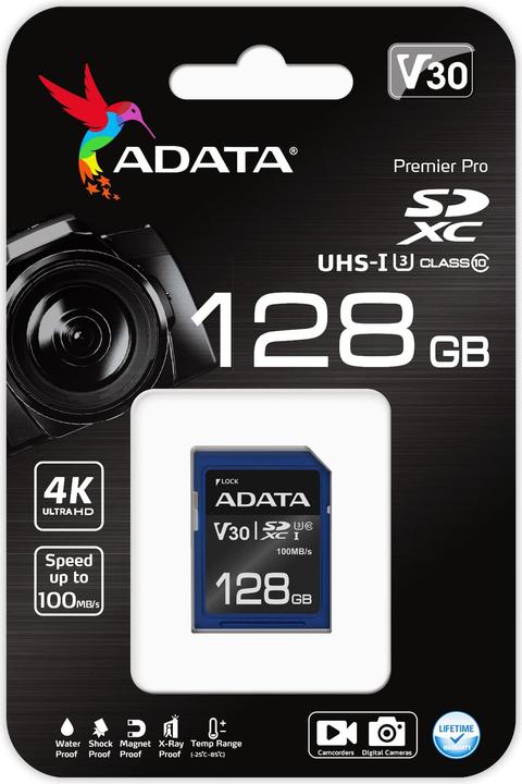 Actual product image Adata Premier Pro - Flash memory card - 128 GB (128 GB, SDXC, U3, UHS-I)