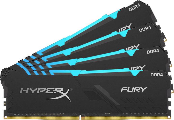 Image du produit Kingston Mémoire DDR4, CL16, DIMM, Kit de 4, HyperX FURY RGB (4 x 32GB, 2666 MHz, RAM DDR4, DIMM)