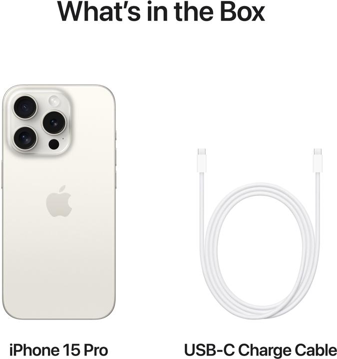 Productafbeelding Apple iPhone 15 Pro (256 GB, Wit titanium, 6.10", SIM + eSIM, 48 Mpx, 5G)
