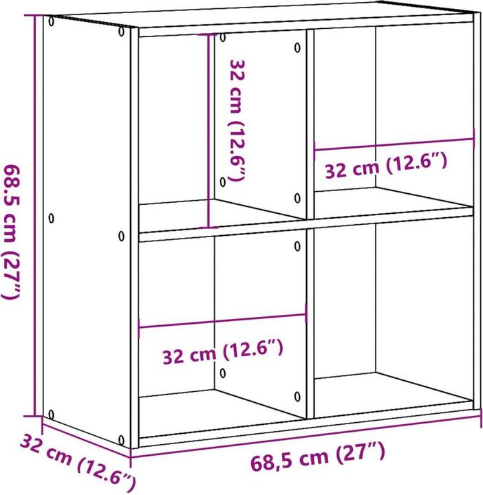 Actual product image VidaXL Bookshelf (68.5 x 32 x 68.5 cm)