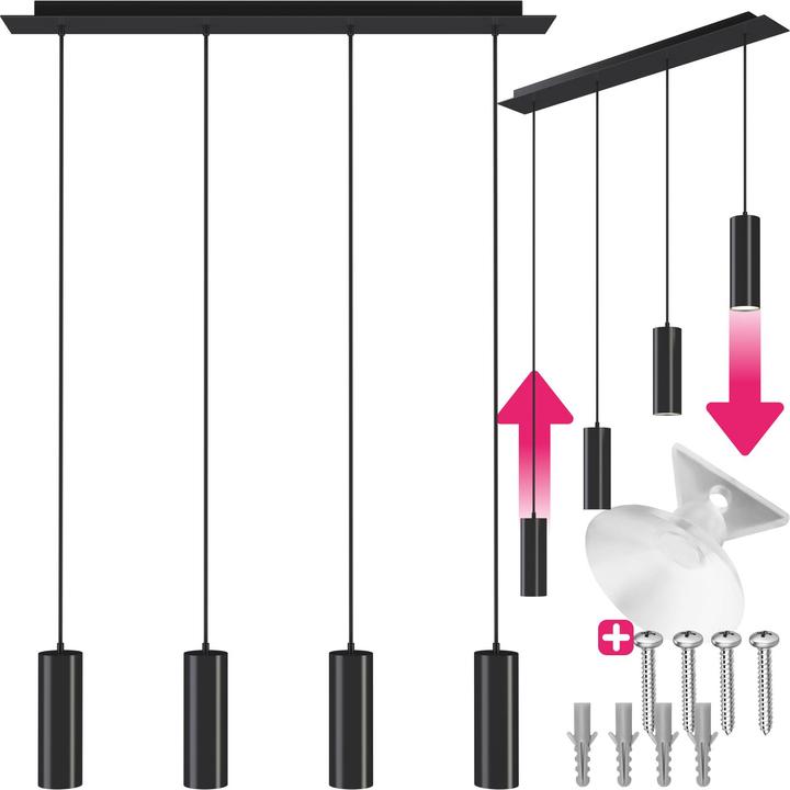 Image du produit tectake Plafonnier Lumea, 4 lampes, câbles réglables en longueur (GU10)