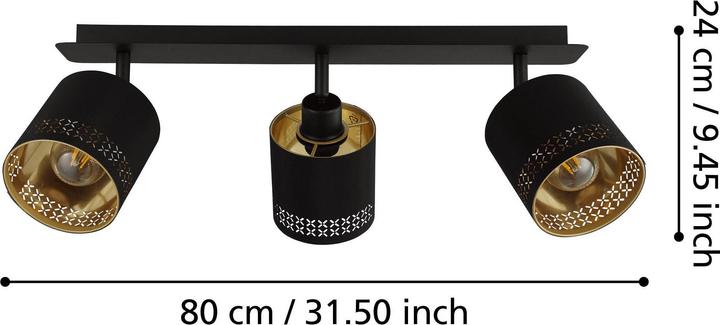 Produktbild EGLO Aufbauspot ESTEPERRA 3x E27, Schwarz/Gold (E27)