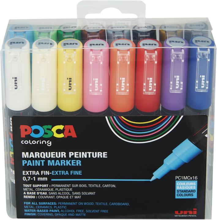 Actual product image Posca PC-1MC brand, set of 16 (Multicolor, 1 mm, 16 x)