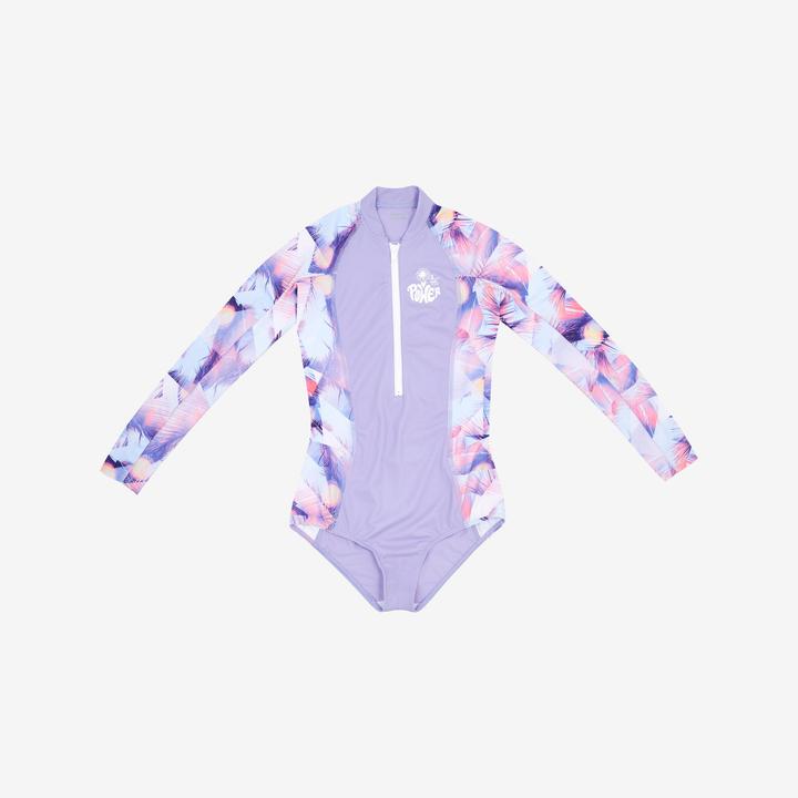 Image du produit Olaian Maillot de bain une pièce surf manches longues zip avant Fille - 500 Lucy violet (12, 13, 14)