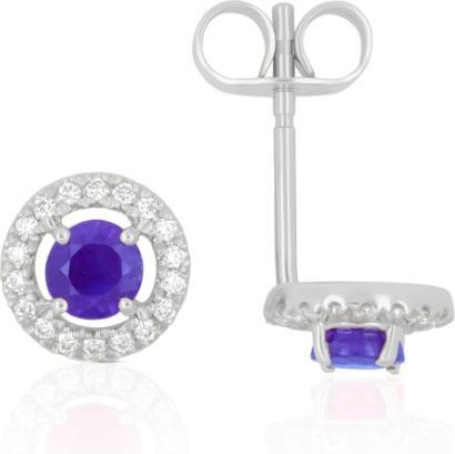 Image du produit Muau Boucles d'oreilles (Or blanc 750 Saphir 0.42ct. brillants 0.10ct)