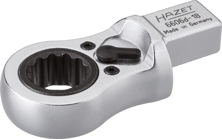 HAZET Ratcheting insert box-end wrench 6606D-18 ∙ Insert square 14 x 18 mm ∙ Outside 12-point profi… (1/4", 320 Nm)