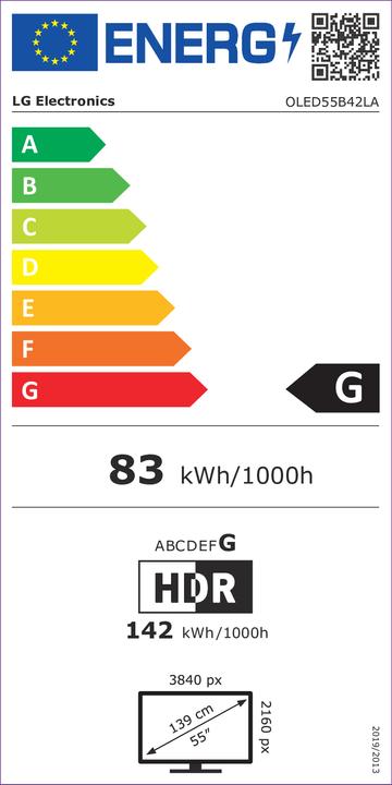 Etichetta energetica LG TV OLED55B42LA (2024) (55", B4, OLED, 4K, 2024)