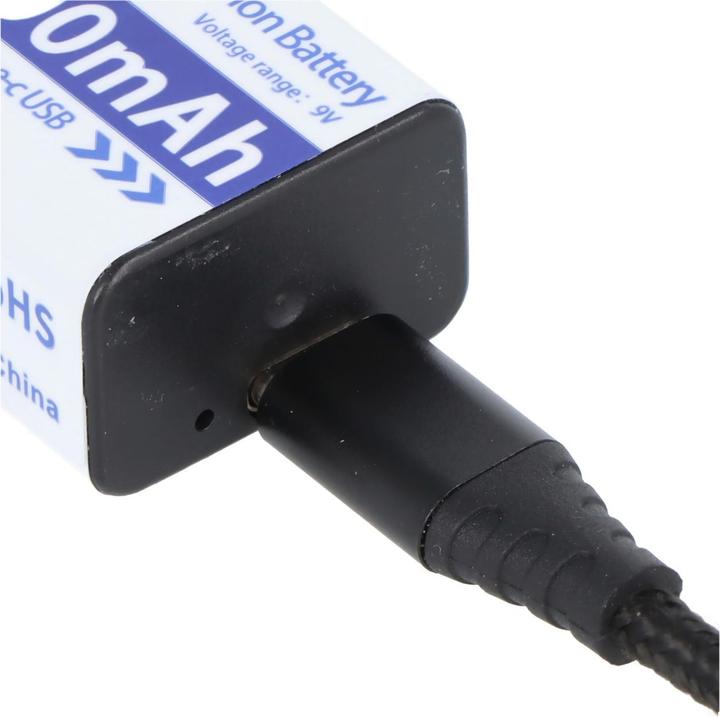 Produktbild AccuCell 9V Akkublock mit USB-C Ladeanschluss, Li-ion, 7,4V, 1200mAh, 8,1 Wh (1 Stk., 1200 mAh, Akku)