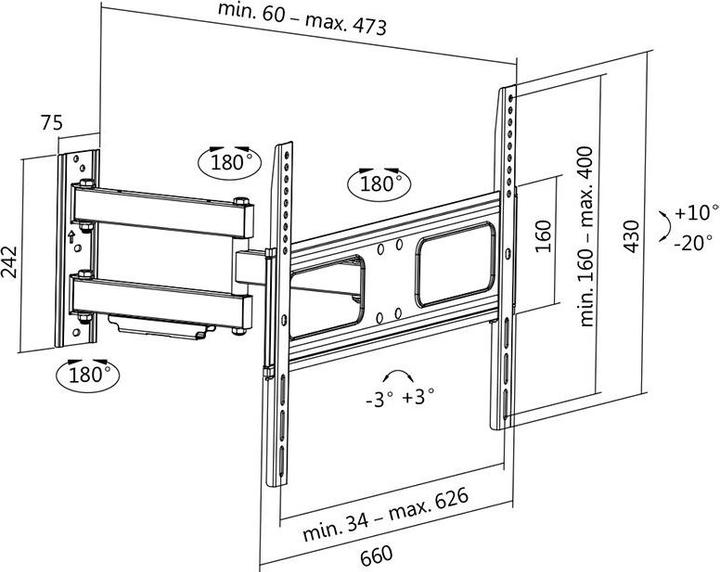 Produktbild LogiLink TV Wandhalterung (Wand, 70", 50 kg)