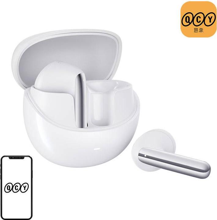 Actual product image QCY HT10 TWS earphones, ANC (white) (ANC, 30 h, Wireless)