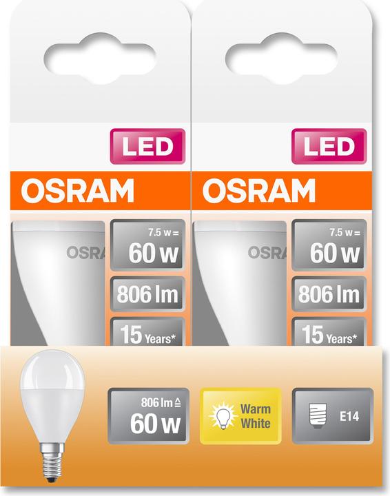 Actual product image Osram Star Classic P (E14, 60 W, 806 lm, 1 x, F)