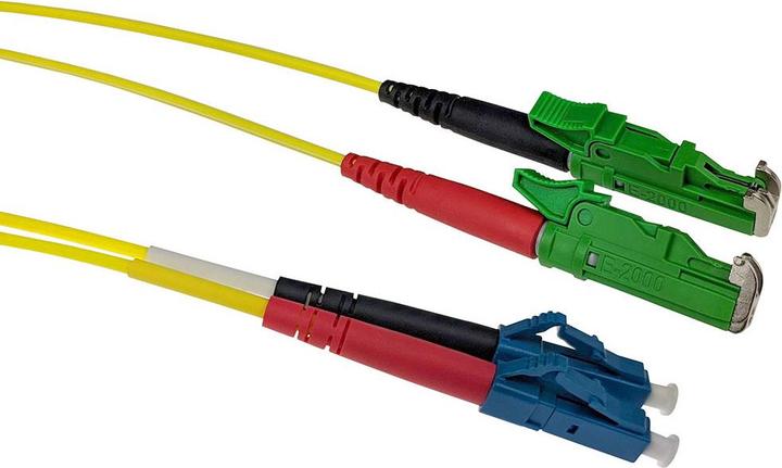 Image du produit 2 mètres LSZH monomode 9/125 OS2 fibre patch cable duplex avec E2000/APC et LC/UPC connecteurs (2 m)