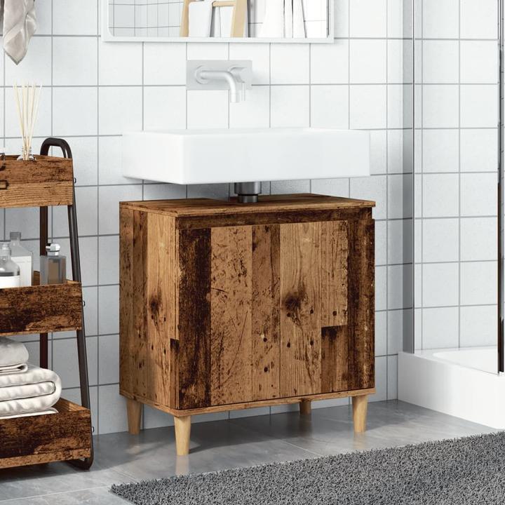 Actual product image VidaXL Waschbeckenunterschrank Unterschrank Badschrank Badmöbel Altholz-Optik (58 x 33 x 60 cm)
