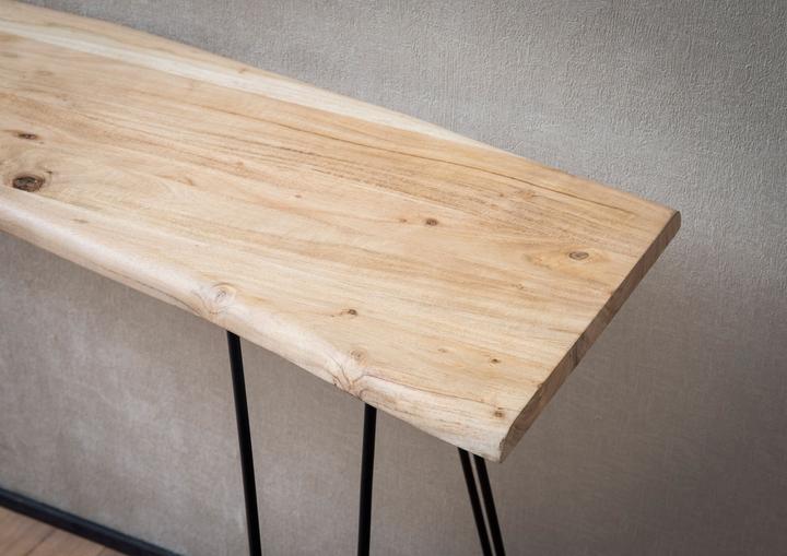 Produktbild FineBuy Konsolentisch Anrichte 150 cm Ablagetisch Massivholz Baumkante Modern (150 x 75 x 35 cm)