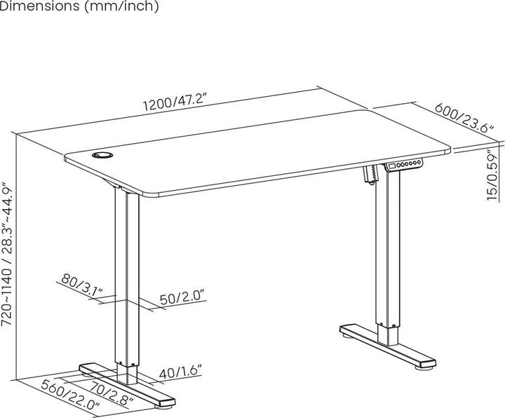 Image du produit Maclean Bureau à hauteur réglable électriquement ER-451, 120x60cm
