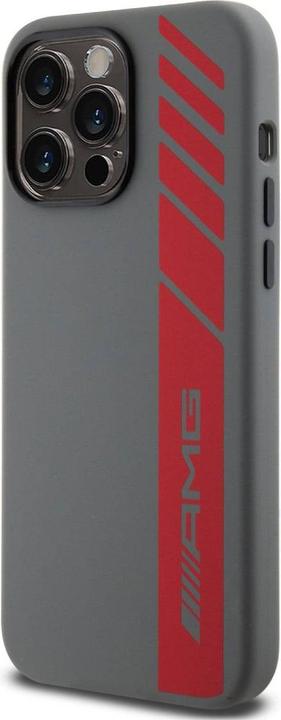 Actual product image Mercedes-Benz AMG Liquid Silicone Vertical Logo MagSafe Case for iPhone 15 Pro Max Grey (Apple iPhone 15 Pro Max)
