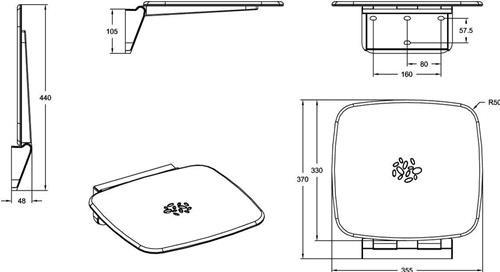 Produktbild Villeroy & Boch V&B Duschklappsitz ViCare Universal weiss 355x105x370mm
