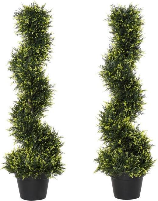 Immagine prodotto Swisshandel24 2er Set künstliche Zedernbaum gross 90 cm Kunstpflanze für Wohnzimmer Büro (90 cm)