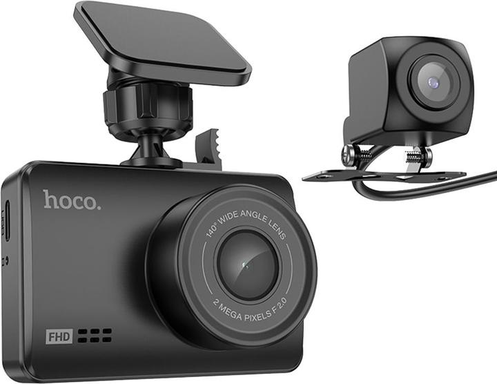 Actual product image Hoco Headphone with microphone car camera with screen 2,45" + rear camera 1080P/30fps DV3 black (Built-in display, Bluetooth, Night vision, Built-in microphone, Full HD)