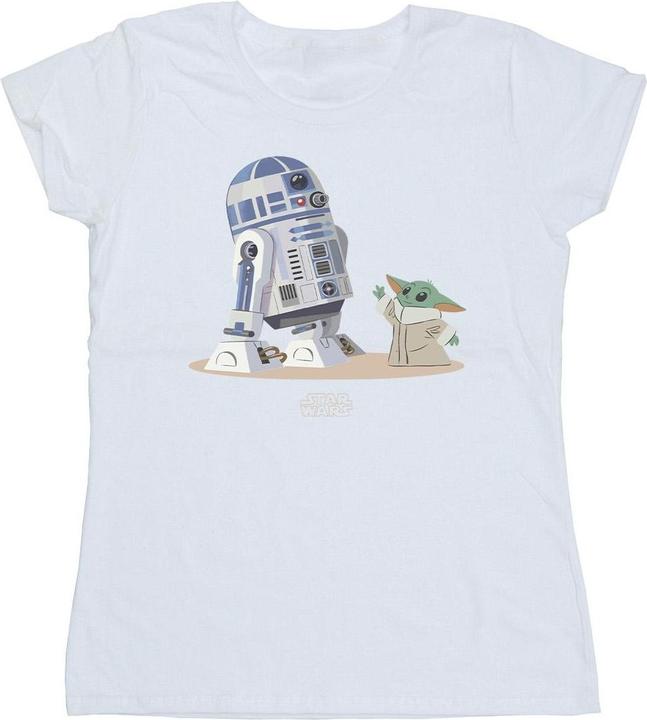 Actual product image Star Wars Womens/Ladies The Mandalorian R2D2 And Grogu Cotton T-Shirt (XL)