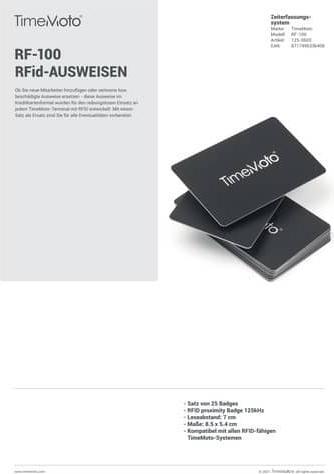 Immagine prodotto Safescan TimeMoto RF-100 Badge RFID