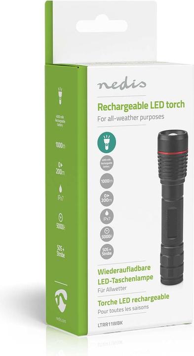 Produktbild Nedis LED-Taschenlampe, Vollmetallgehäuse, IPX7, 200 Meter Leuchtweite (3.40 cm, 1000 lm)