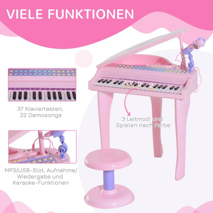 Immagine prodotto Homcom Pianoforte per bambini con sgabello (Inglese)