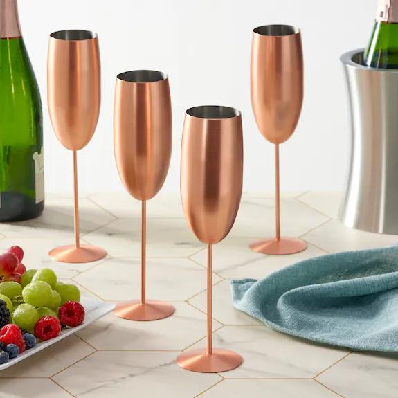 Image du produit Oak & Steel Acier inoxydable Verres à vin Or rose mat Lot de 4 (50 cl, 4 Verres, Set de verres à vin)