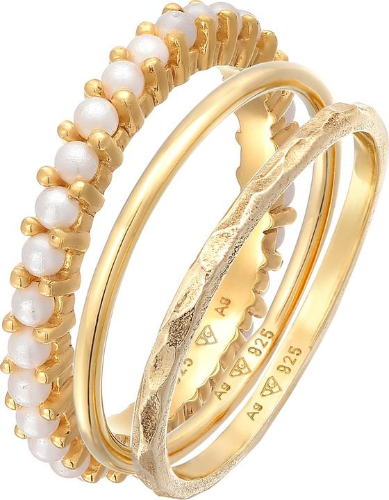 Produktbild Elli Ring Stapelring Perlen 3er Set 925 Silber (54, 925 Silber)