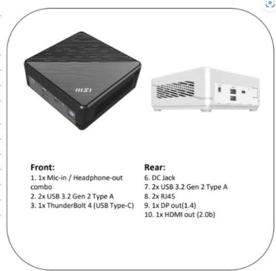 Produktbild MSI PC CUBI 5 I3 8G 512G BK FREEDOS I3-1215U SSD M.2+2,5 BLACK FREEDOS (Intel Core i3-1215U, 8 GB, 512 GB, Intel UHD Graphics)