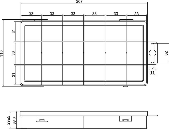 Valori nutrizionali e ingredienti InLine Scatola per minuteria, 18 scomparti, dimensioni: 207x110x27mm, arancione
