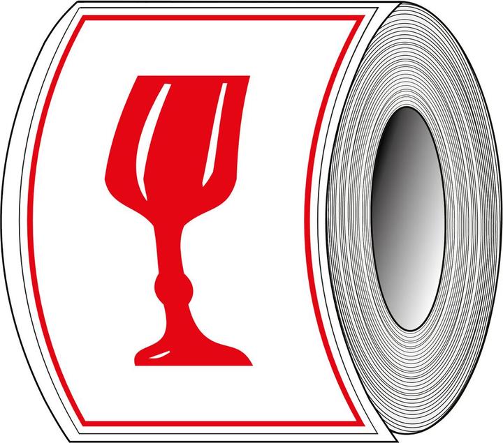 Actual product image Brady PIC012, B-7610, Packaging labels - Fragile, paper, matt, red on white, 105 x 74 mm
