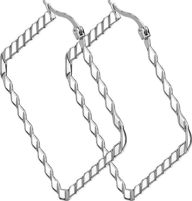 Image du produit Star Piercing Boucles d'oreilles argent ondulé carré (sans laiton, Acier chirurgical 316L)