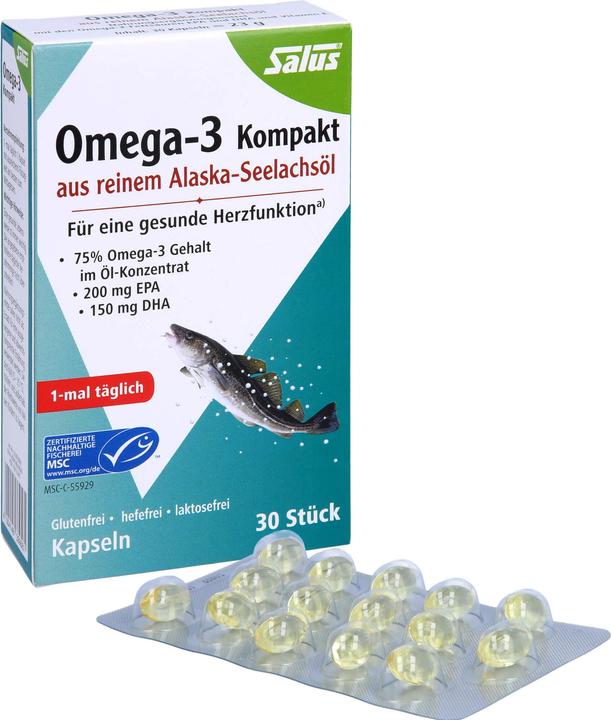 Produktbild Salus Omega-3 Kompakt Seelachsöl Kaps (30 Stück, Kapseln, 48 g)