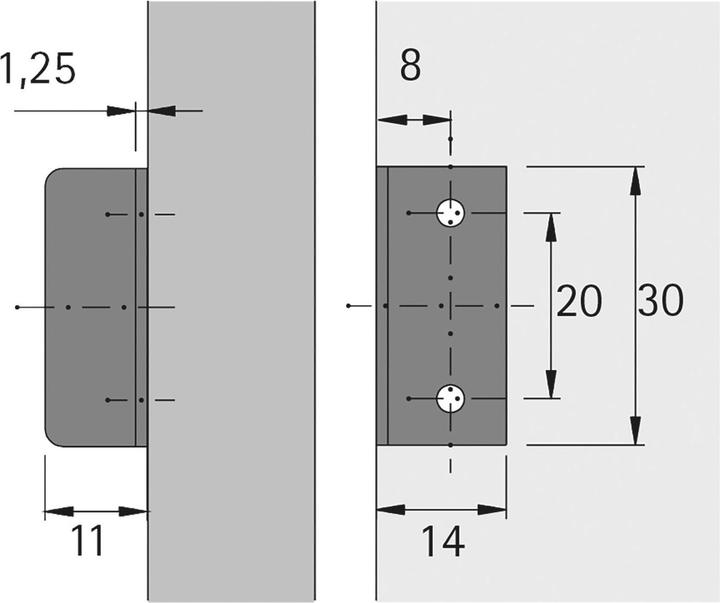 Produktbild Hettich Anschlagwinkel Typ 3011 Stahl (Eckwinkel, 100 Stk.)