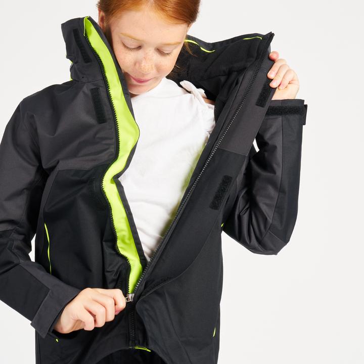 Image du produit Tribord Veste de pluie Veste de voile enfants imperméable au vent - Sailing 300 gris foncé (122)