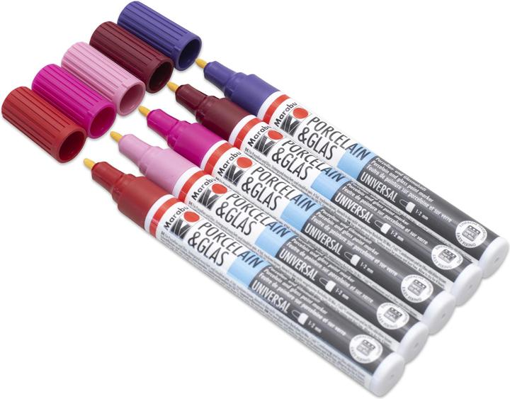 Actual product image Marabu Porcelain and glass painting pencil (Violet, Red, Crimson, Rose, Lilac, 5 x)