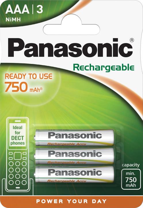 Actual product image Panasonic Rechargeable DECT (3 pcs., AAA, 750 mAh)