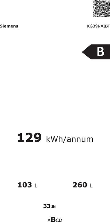 Energy Label Siemens KG39NAIBT (363 l)
