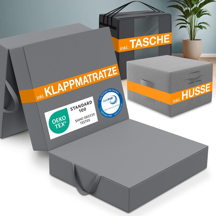Bestschlaf Materasso pieghevole con copertura e borsa per il trasporto (90 x 200 cm, Nucleo di schiuma)