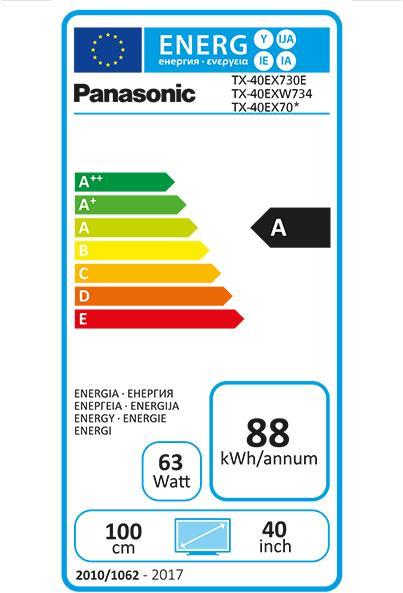 Energy Label Panasonic Tx-40exw734 (40", LCD, 4K, 2017)