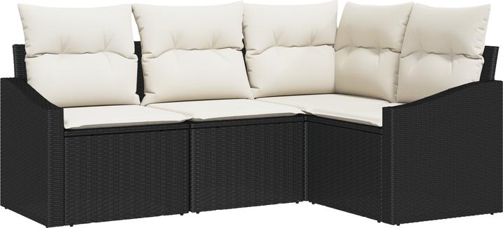 Produktbild VidaXL 4-teiliges Garten-Sofa-Set mit Kissen in schwarzem Poly-Rattan
