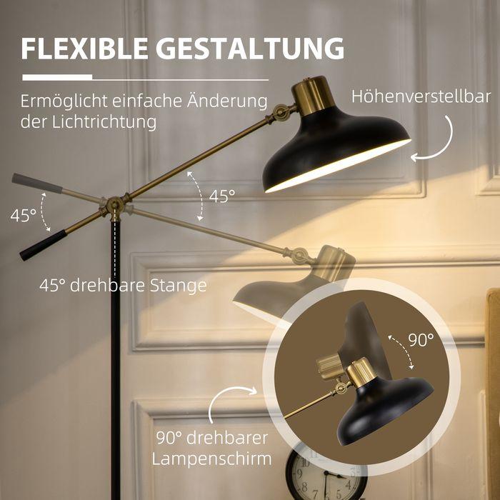 Produktbild Swisshandel24 Stehlampe, Höhenverstellbarer Standlampe, 40 W schwenkbar Stehleuchte, Bogenlampe, Leselampe mit E27 (E27)