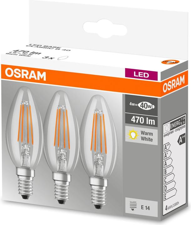 Actual product image Osram Led Base Classic B (E14, 4 W, 470 lm, 3 x, E)