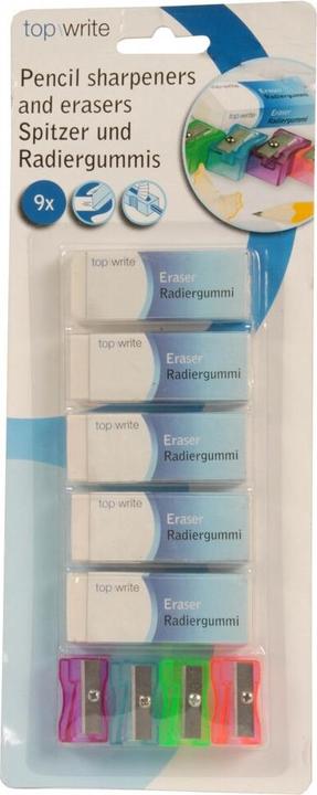 Produktbild Topwrite Spitzer & Radiergummi 9tlg.