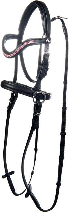 HKM Bitless snaffle -- for wooden horses black/pink Shetty