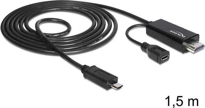 Delock MHL 11pin to HDMI cable (1.50 m, Other, HDMI)