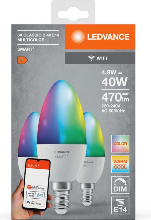 Produktbild Ledvance Smart+ (E14, 4.90 W, 470 lm, 3 x, F)